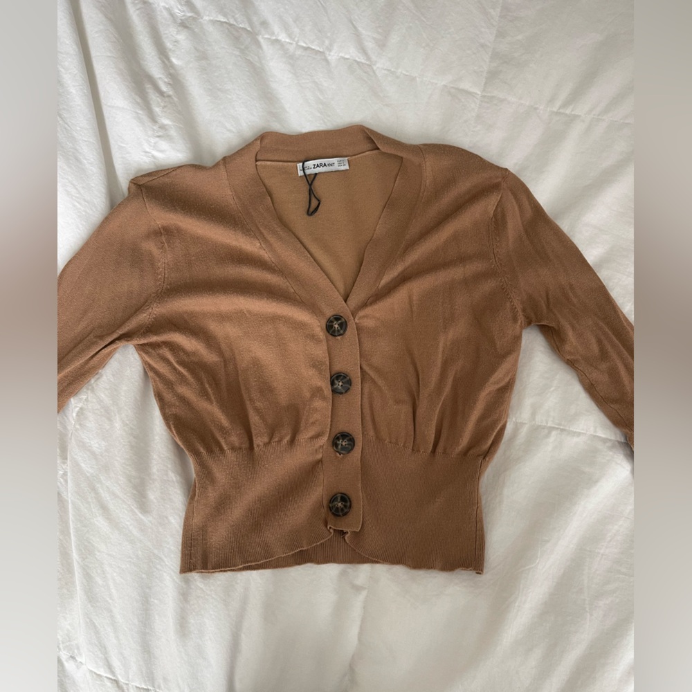 Zara camel cropped cardigan size small